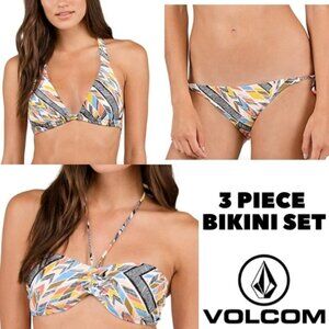 NEW Voclcom Tidal Motion Abstract Print 3-Piece Bikini Set Sz. S